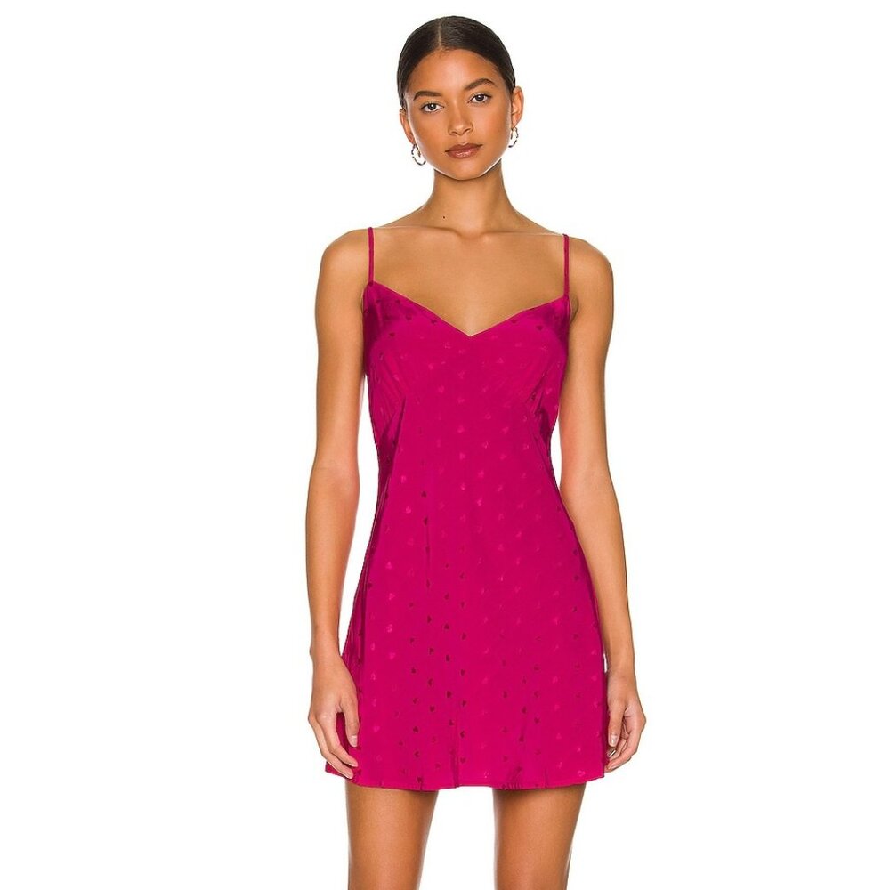 l*space Moonlit Slip Dress in Heart Jacquard Bougainvillea Size XL NWT